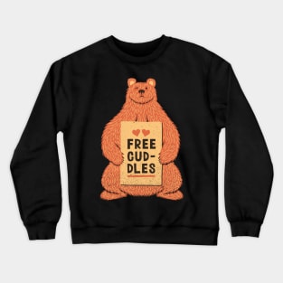 Cute Bear Free Cuddles Orange Crewneck Sweatshirt